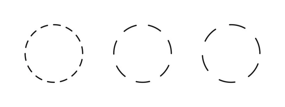 Dashed circle flat icons. Set of broken rings. 스톡 일러스트