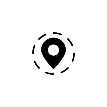 Dashed Circle with Location Pin Vector Icon for GPS and Maps Address Searching 库存插图