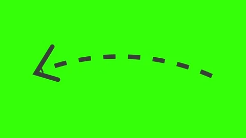 Dashed curved arrow animation on green screen, black dotted pointer path overlay Stock Footage 341603382