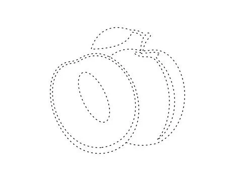 Dashed damson outline for coloring book template, damson for kids illustrat.. Stock Illustration