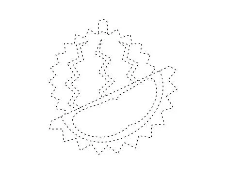 Dashed durian outline for coloring book template, durian for kids illustrat.. Stock Illustration