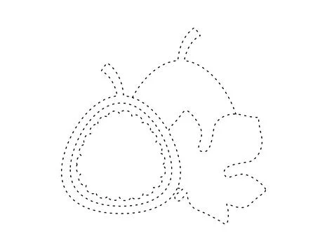 Dashed fig outline for coloring book template, fig for kids illustration wo.. 스톡 일러스트