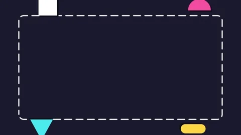 Dashed frame with geometric shapes riding along its edge 库存影片 348296167