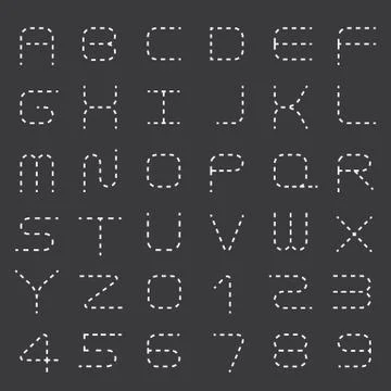Dashed line alphabet set Stock Illustration