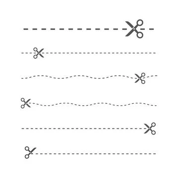 Dashed line and scissors. Stock Illustration