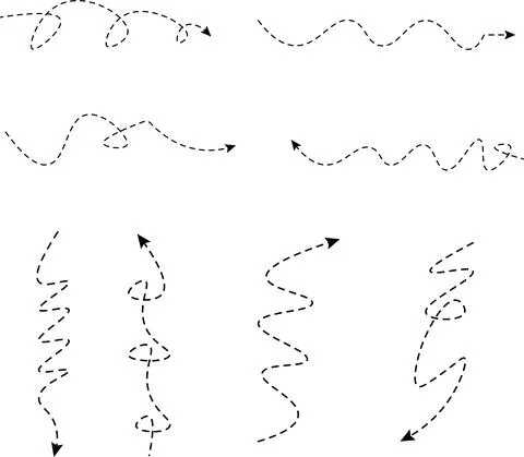 Dashed line arrows vector set 스톡 일러스트