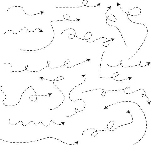 Dashed Line Arrows Vector Set Stock Illustration