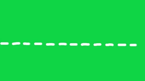 Dashed Line Drawing on Green Screen, Chroma Key Horizontal Footage Wiggle Stock Footage 320283852
