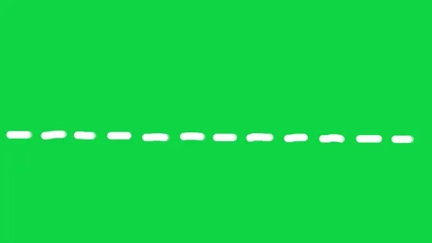 Dashed Line Drawing on Green Screen, Chroma Key Horizontal Footage Stock Footage 320283853