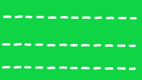 Dashed Line Drawing on Green Screen, Chroma Key Horizontal Footage Wiggle sc Stock Footage 320283855