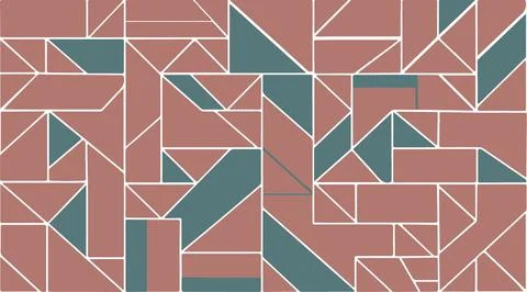 Dashed line geometric pattern in terracotta and teal color palette. 스톡 일러스트