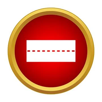 Dashed line icon in red circle with gold border 스톡 일러스트