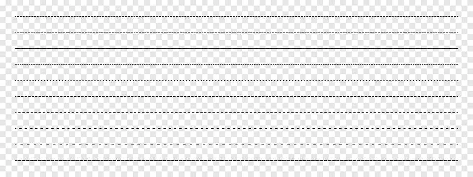 Dashed line set on transparent background. Stock Illustration