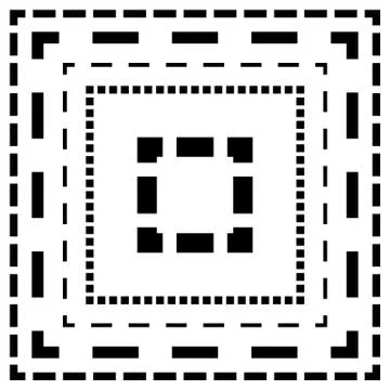 Dashed line squares. Thin and thick lines. Cut lines, square cutout forms イラスト素材