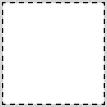 Dashed line squares. Thin and thick lines. Cut lines, square cutout forms Illustrazione stock