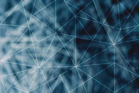 Dashed lines lowpoly pattern and network background Illustrazione stock
