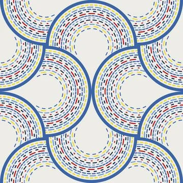 Dashed lines in scallop shapes, seamless vector pattern, boho ethno abstrac.. Stock Illustration