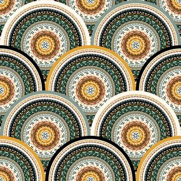 Dashed lines in scallop shapes, seamless vector pattern, abstract geometric b Stock Illustration