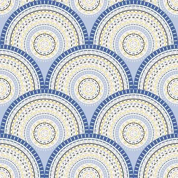 Dashed lines in scallop shapes, seamless vector pattern, boho ethno abstrac.. Иллюстрация
