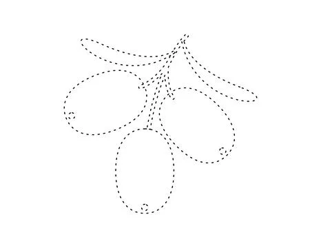 Dashed olive outline for coloring book template, olive for kids illustratio.. Stock Illustration