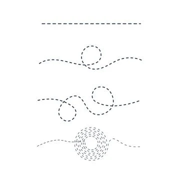 Dashed or dotted path track lines and curved lines. Stock Vector illustration Stock Illustration