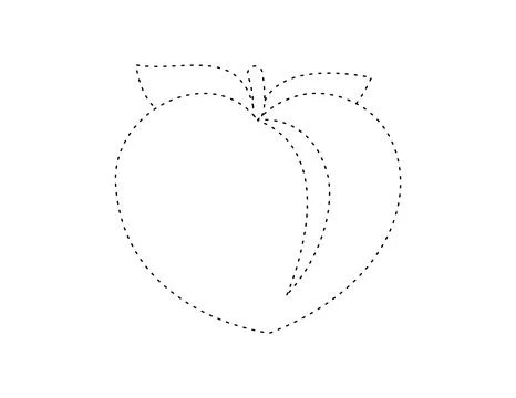 Dashed peach outline for coloring book template, peach for kids illustratio.. 스톡 일러스트