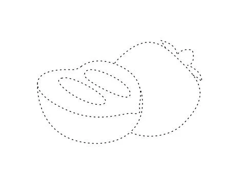 Dashed persimmon fruit outline for coloring book template, persimmon for ki.. Stock Illustration