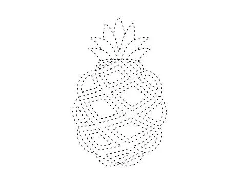 Dashed pineapple outline for coloring book template, pineapple for kids ill.. Stock Illustration