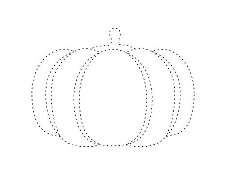 Dashed pumpkin outline for coloring book template, pumpkin for kids illustr.. Stock-Illustration