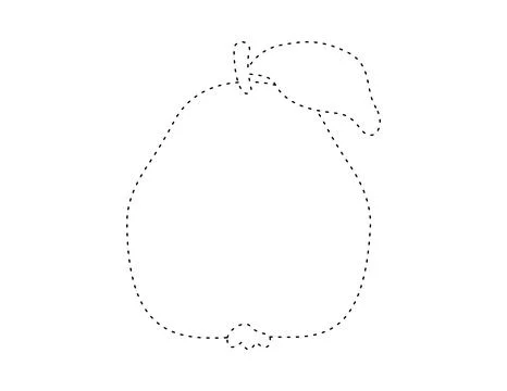 Dashed quince fruit outline for coloring book template, bael fruit for kids.. Stock Illustration
