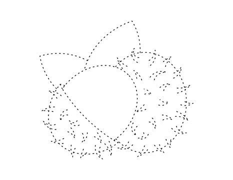 Dashed rambutan outline for coloring book template, rambutan for kids illus.. Stock Illustration