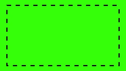 Dashed rectangle frame animation on green screen, white border outline box overl Vídeos de archivo 341603438