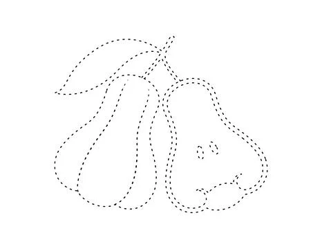 Dashed rose apple outline for coloring book template, rose apple for kids i.. 스톡 일러스트