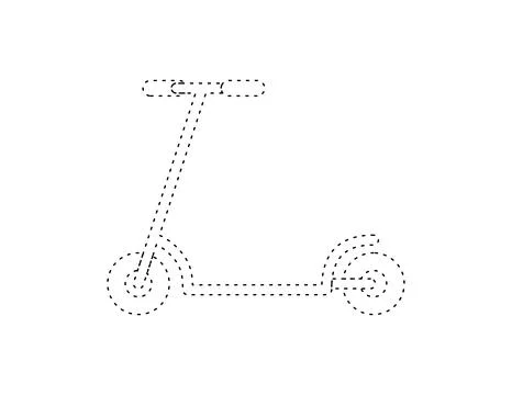 Dashed scooter outline for coloring book template, scooter illustration for.. Illustrazione stock