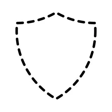 Dashed shield outline security, protection icon on white background Stock Illustration