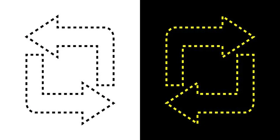 Dashed square cyclic rotation arrow icon. Navigation concept arrow sign. Stock Illustration