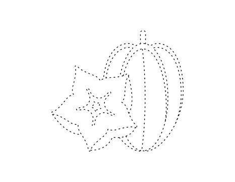Dashed star apple outline for coloring book template, star apple for kids i.. Ilustración de archivo