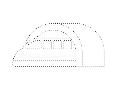 Dashed subway train outline for coloring book template, subway illustration.. Illustrazione stock