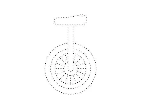 Dashed unicycle for coloring book template, one wheel unicycle illustration.. 스톡 일러스트