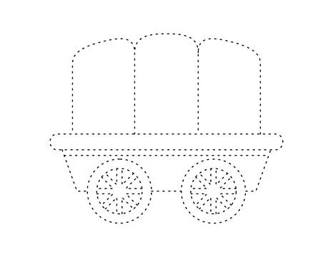 Dashed wagon for coloring book template, wagon wheel illustration for kid w.. Stock-Illustration