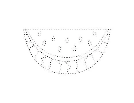Dashed watermelon outline for coloring book template, watermelon for kids i.. Ilustración de archivo