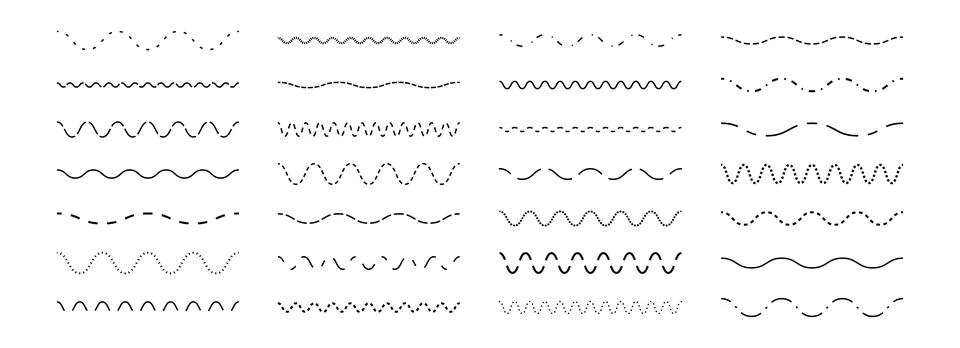Dashed wave line set. Dotted dividers or separators design element collection イラスト素材