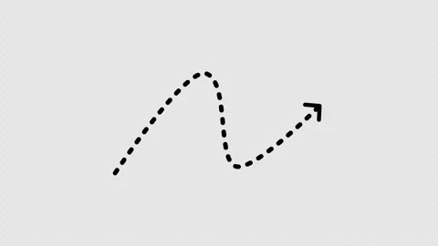 Dashed wave-like line with upward arrow Stock Footage 313266430