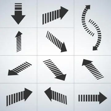 Dashed wide 3d arrow collection Stock Illustration