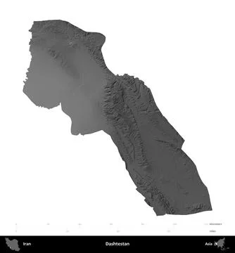 Dashtestan, Iran, isolated on white. Grayscale Stock Illustration