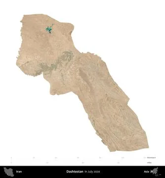 Dashtestan, Iran, isolated on white. Satellite image. July 2020 Stock Illustration