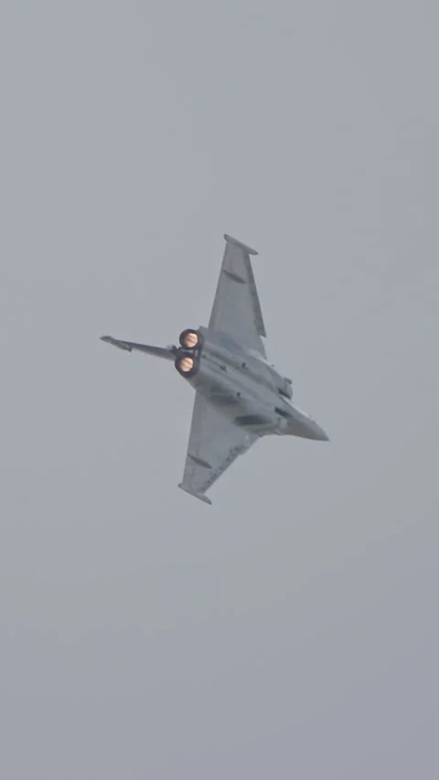 Dassault Rafale fighter jet preforming high speed maneuvers Stock Footage 320318900