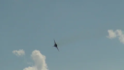 Dassault Rafale  French multi-role fighter performs aerobatics. Close-up. Stock Footage 120682131