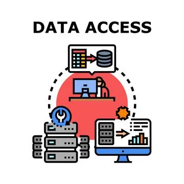Data access and management concept illustrating database security Stockillustratie