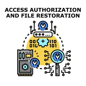 Data access authorization and restoration concept vector Stock Illustration